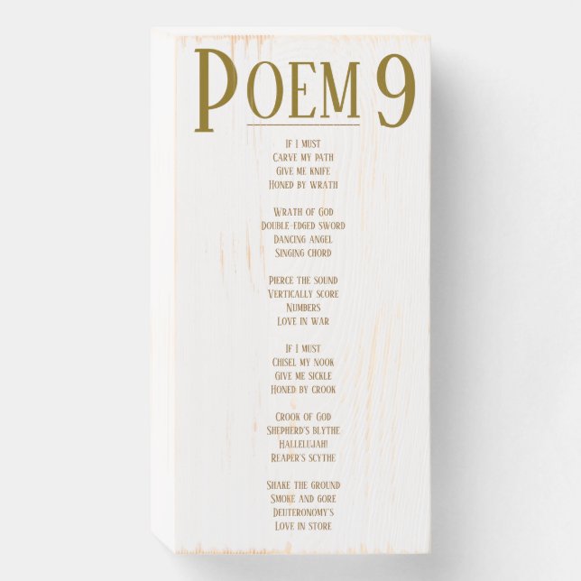 POEM 9 WOODEN BOX SIGN (Front Vertical)