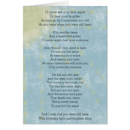 Poem about Loss and Grieving Cards (Front)