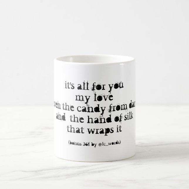 Poem about love and darkness coffee mug (Center)