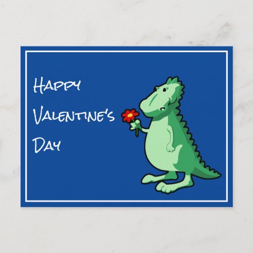 Poem and Dinosaur Valentines Day Holiday Postcard