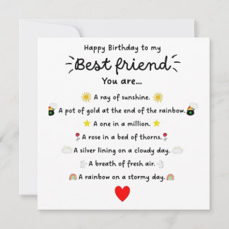 Poem Bestie Birthday Card