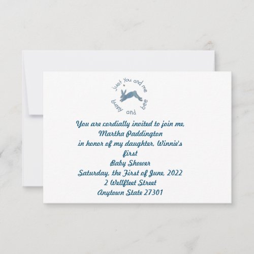 Poem Bunny Bee Bunnies Bees Baby Shower Invitation