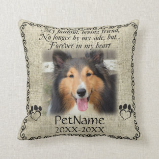 Poem Faithful Friend Pet Sympathy Custom Burlap Throw Pillow