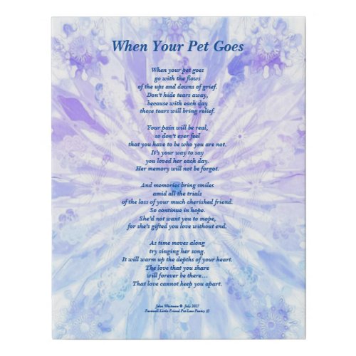 Poem Female Pet Loss Sympathy Faux Canvas Print PB