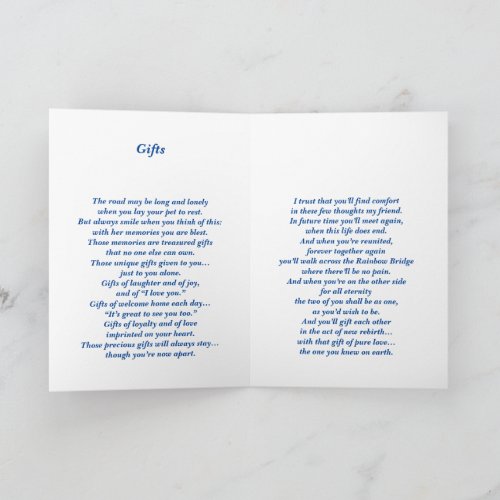 Poem Female Pet Loss Sympathy FLST Folded Card