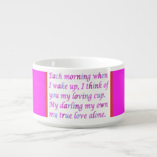 Poem for a loved one mixed colors fancy script bowl