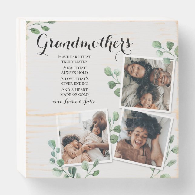 Poem for Grandma Grammy Nana from Grandkids Photo Wooden Box Sign (Front Horizontal)
