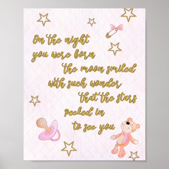 Poem for nursery or room of a little girl poster (Front)