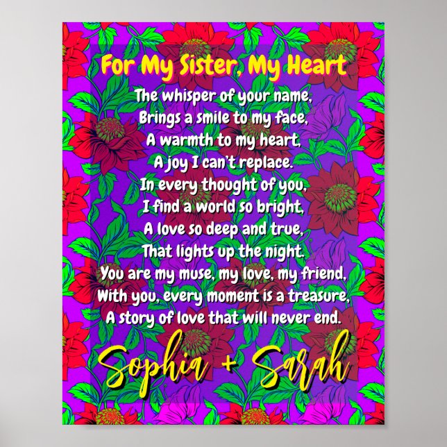 Poem for Sister | Personalized Gift Poster Print (Front)