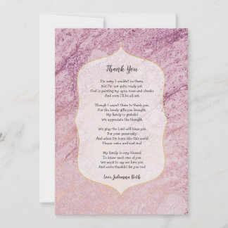 Poem girl baby shower thank you - rose gold card