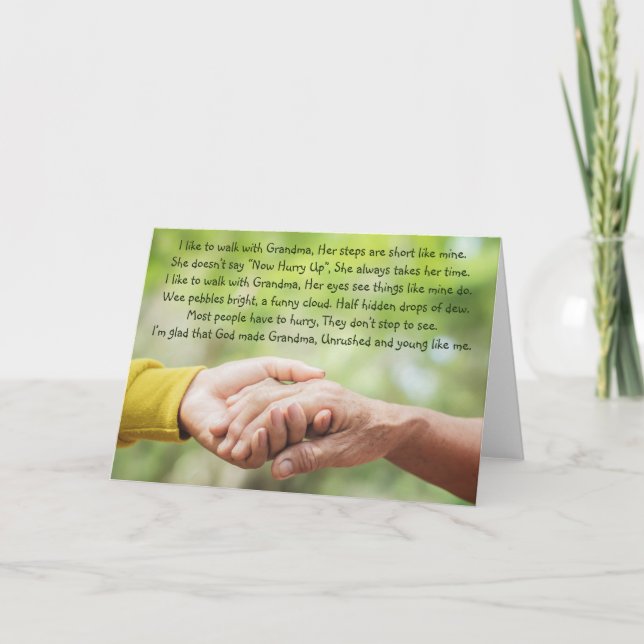 Poem Grandmother Grandma Grandchild Inspirational  Card (Front)