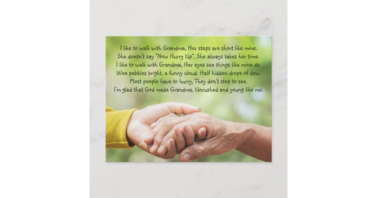 Poem Grandmother Grandma Grandchild Inspirational Postcard | Zazzle
