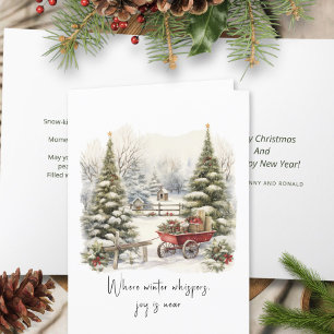 Poem Green White Snow Pine Forest Christmas Tree Holiday Card
