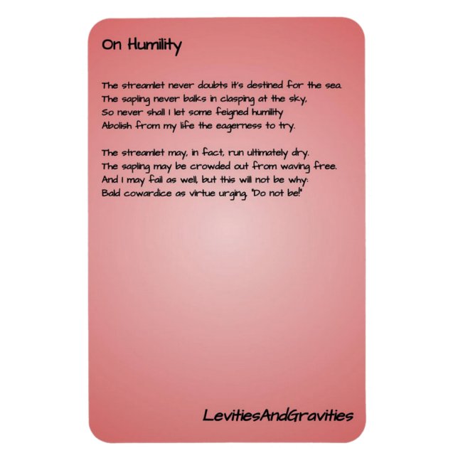 Poem Kitchen Magnet - On Humility (Vertical)