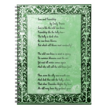 Poem Love And Friendship By Emily Bronte Notebook by MagnoliaVintage at Zazzle