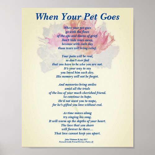 Poem Male Pet Loss Sympathy FLST Poster Matte