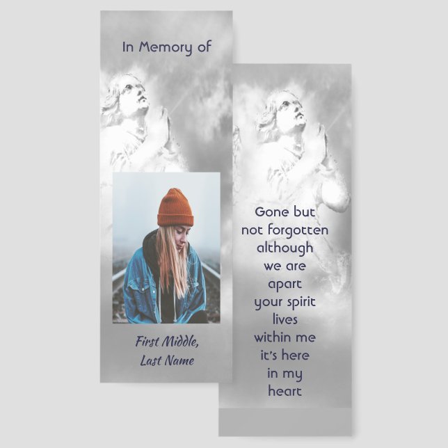Poem Memorial Keepsake Angel Sky Clouds  Bookmarks (Front & Back)