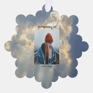 Poem Memorial Keepsake Angel Sky Clouds  Ornament Card
