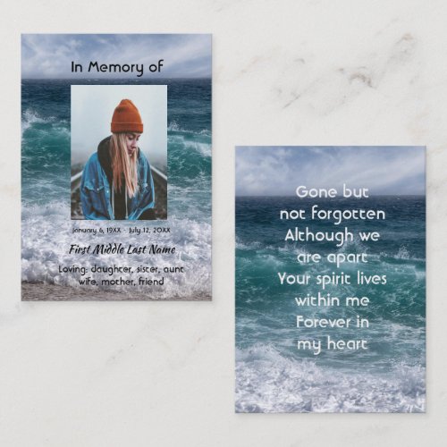 Poem Memorial Keepsake Ocean Sea Beach Business Card