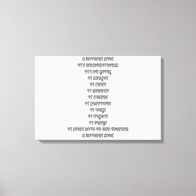 POEM,MOTHER,LOVE,CHILD,UNCONDITIONAL,FAMILY CANVAS PRINT (Front)