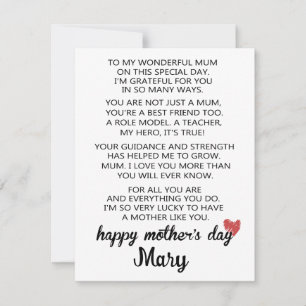 Poem Mothers Day Card From Daughter, Mother's Day 
