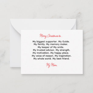 Poem Mum Christmas Card - Christmas Card For Mum