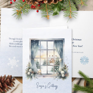 Poem Nordic Forest Winter Pine Cone Snow Christmas Holiday Card