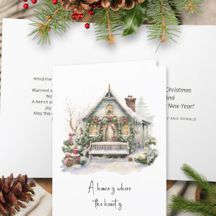 Poem Nordic Watercolor Snow Forest Pine Christmas Holiday Card
