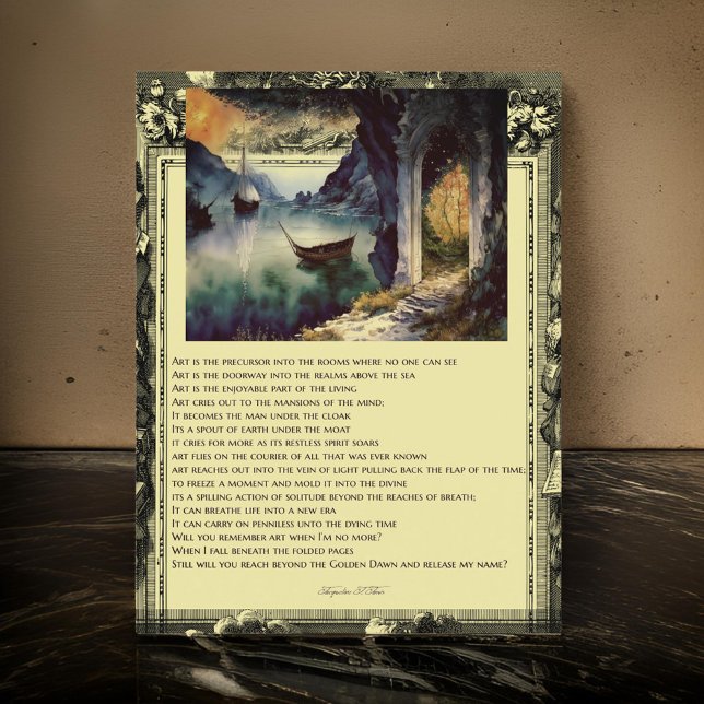 Poem On Art Boats Water Pond Postcard (Creator Uploaded)