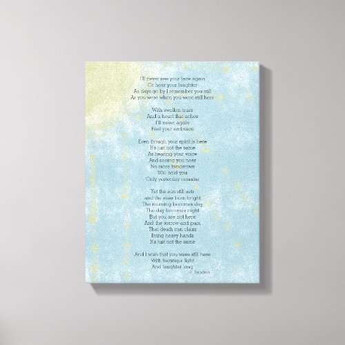 Poem on Loss and Grief Canvas Print