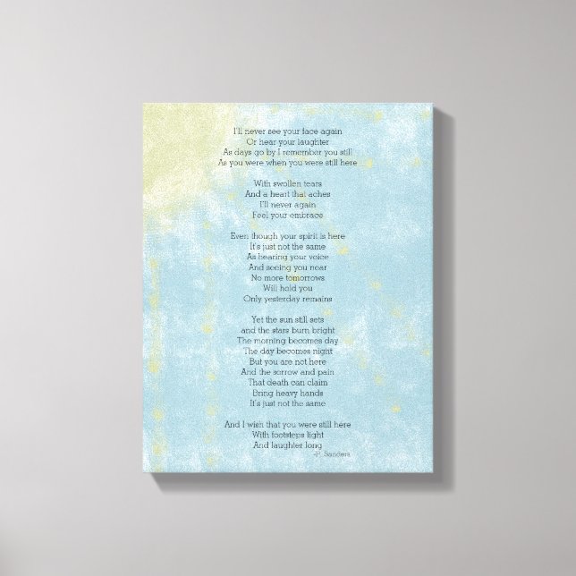 Poem on Loss and Grief Canvas Print (Front)