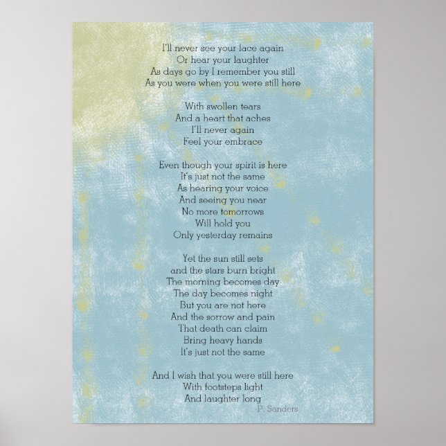 Poem on Loss and Grieving Poster (Front)