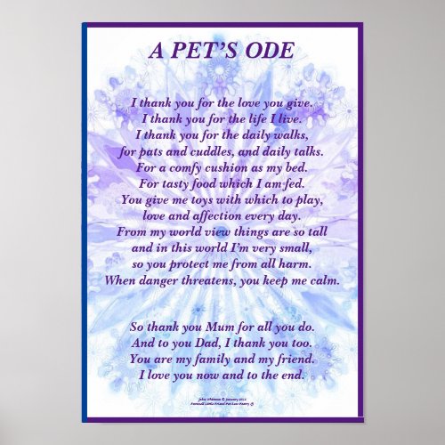 Poem Pet Adoring Owner Semi Gloss Wall Poster PB