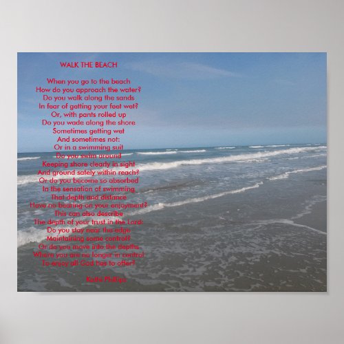 Poem Poster Walk the Beach Poster