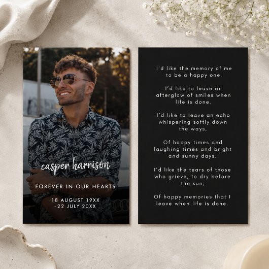 Poem Prayer Card | Funeral Photo Memorial Keepsake