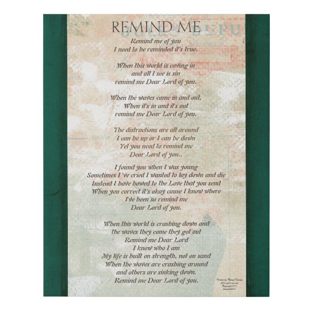 Poem: Remind Me Canvas Art Wall Art (Front)