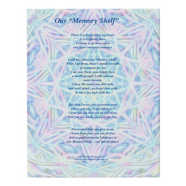 Poem: Special Memories Of A Pet, Canvas PBP (Front)