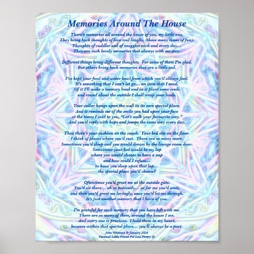 Poem Special Memories Of A Pet PBP Poster Matte