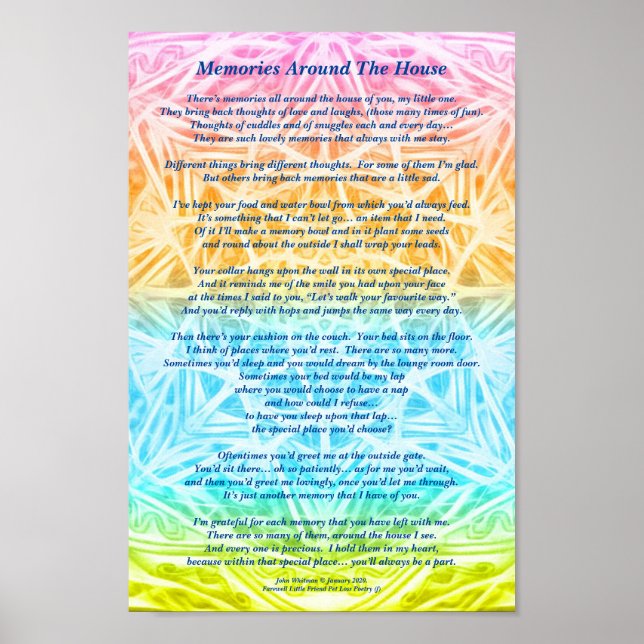 Poem: Special Memories Of A Pet, Poster (Matte) (Front)
