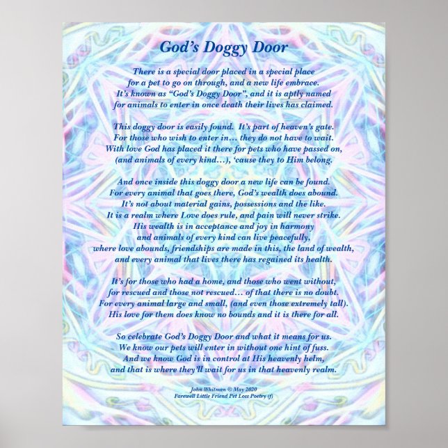 Poem: Special Memories Of A Pet, Poster (Matte) (Front)