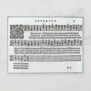 Poem to music by Jean Antoine de Baif Postcard