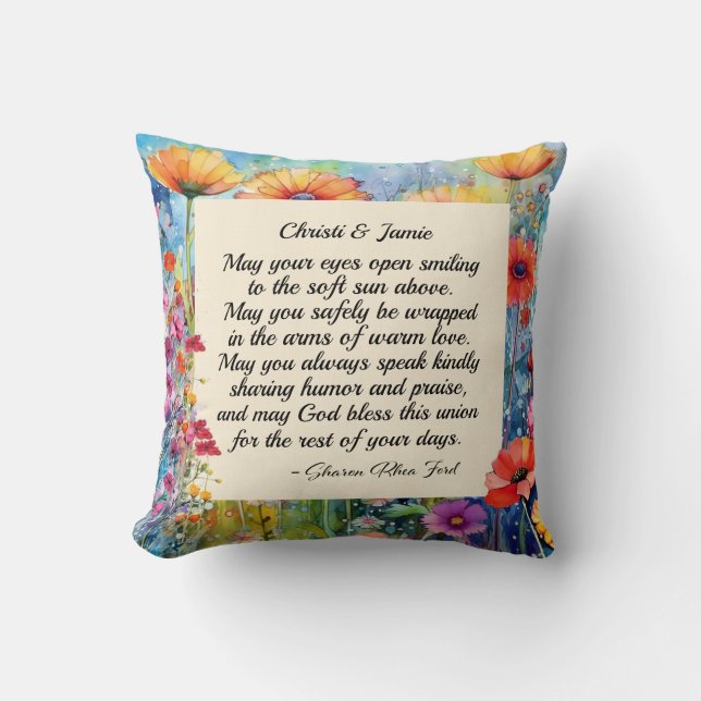 Poem Wedding Blessing Throw Pillow (Front)