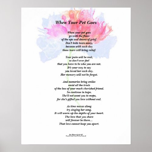 Poem When Your Pet Goes Female Matte Poster