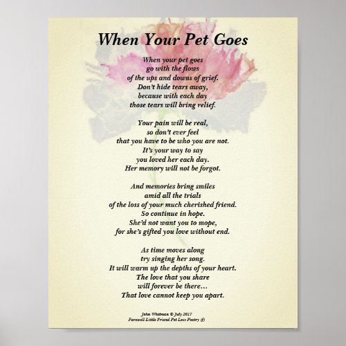 Poem When Your Pet Goes Female Poster Matte