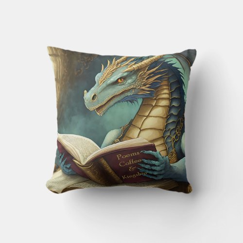 Poems Coffee  Kingship Dragon Throw Pillow