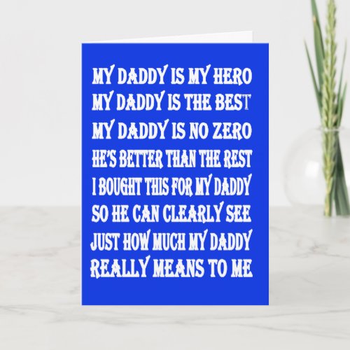 Poems for Daddy on Fathers Day Card