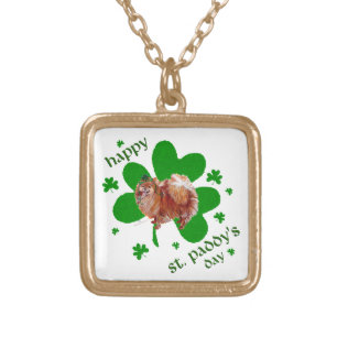 Poeranian St Patrick's Day Gold Plated Necklace