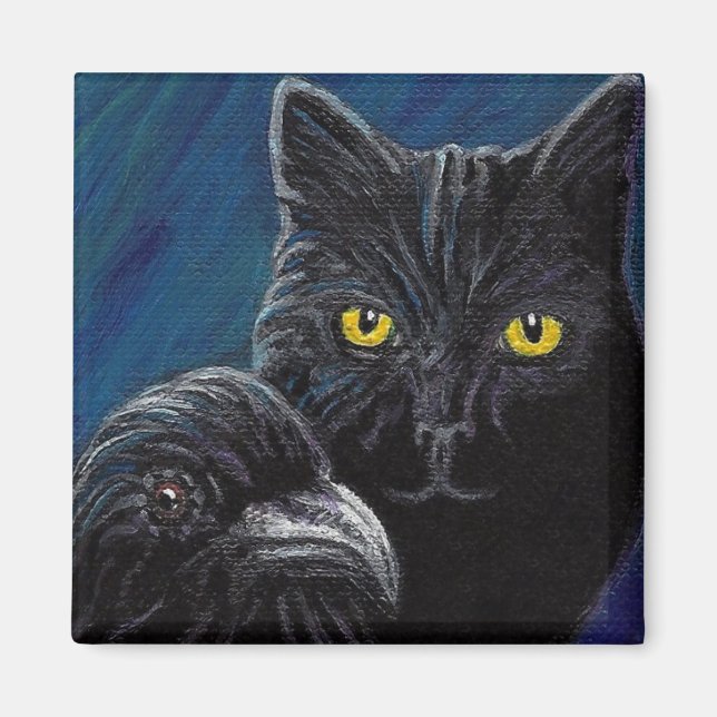 Poe's Cat & Raven Magnet (Front)