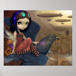 Poe's Flight ART PRINT steampunk fairy urban