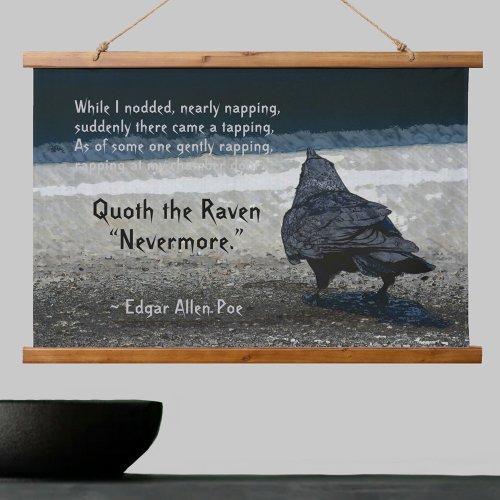 Poes Raven Quote Gothic Hanging Tapestry